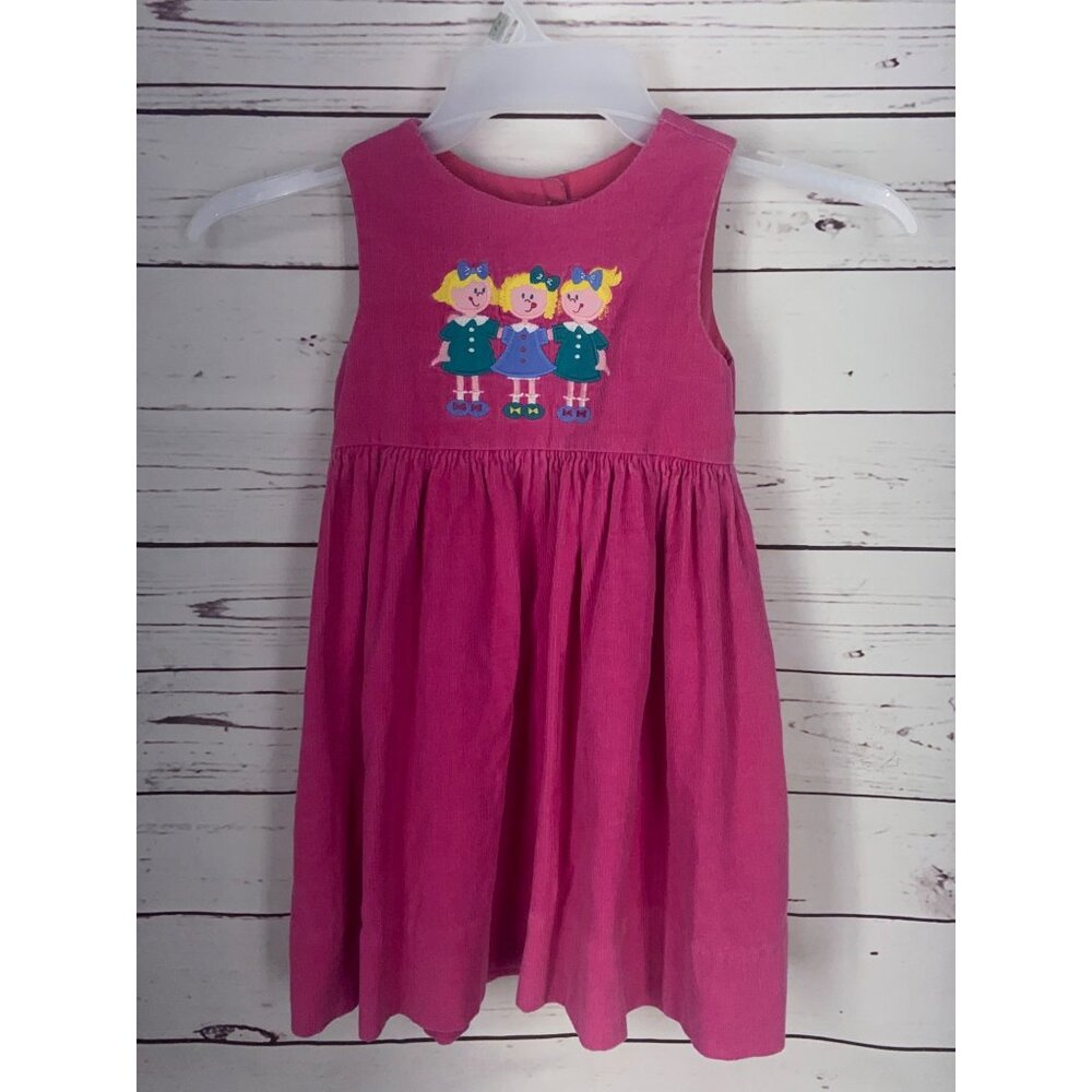 Vintage Fast Friends‎ Girl’s Pink Corduroy Girls Dress Size 4 Button Up Back USA